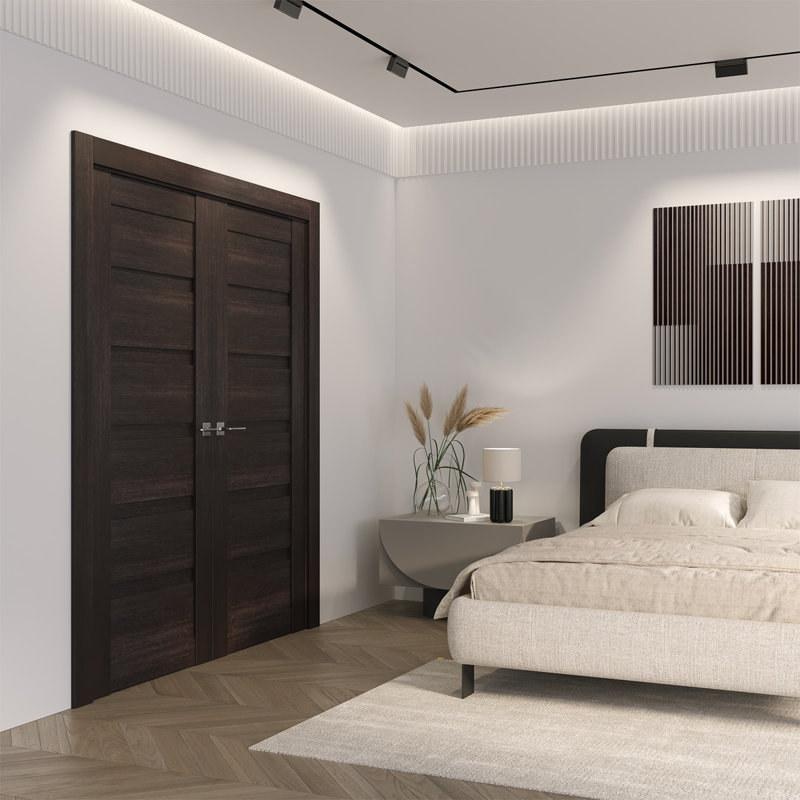 Porte standard à persiennes en bois manufacturé à panneaux, 17,75 po x 79,375 po, Chêne