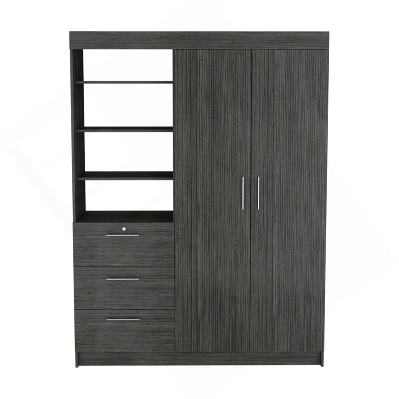 Armoire Rumanu, chambre, chêne fumé, Gris