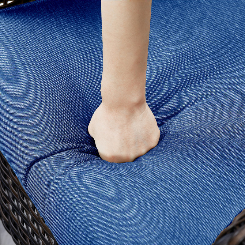 Chaises longues d'extérieur en rotin avec coussins Deb Wicker, Bleu, Brun