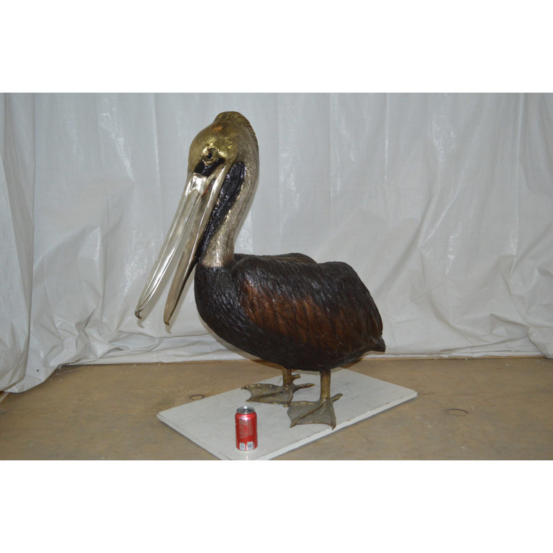 Fuqua Brass Upright Pelican Bronze Statue Fountain - Size: 46"L x 20"W x 44"H.