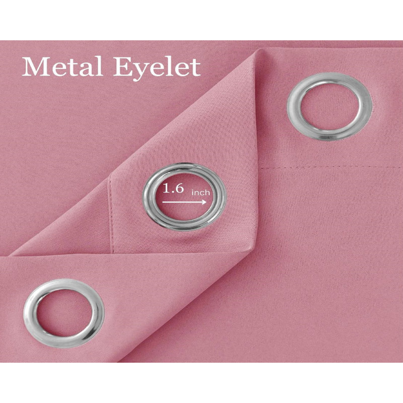 Jeffro Pair Eyelet Blackout Curtains, 167.64cm Width x 137.16cm Drop, Pink