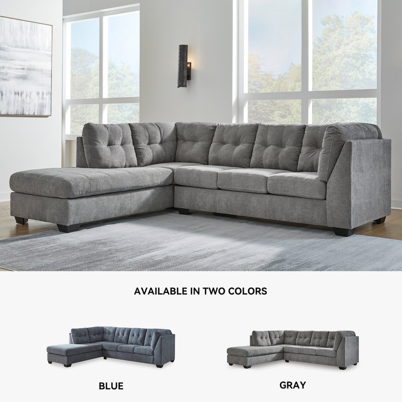 Canapé modulaire 2 pièces Ikumi, Accoudoir à gauche (vu de face), 100 % polyester gris