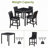 5 Piece Counter Height Table Set, Wooden Kitchen Table Set With Square Table And 4 Upholstered Chairs, Counter Height Dining Table With Crystal Decoration And Chair Set For Kitchen, Dining Room,Black