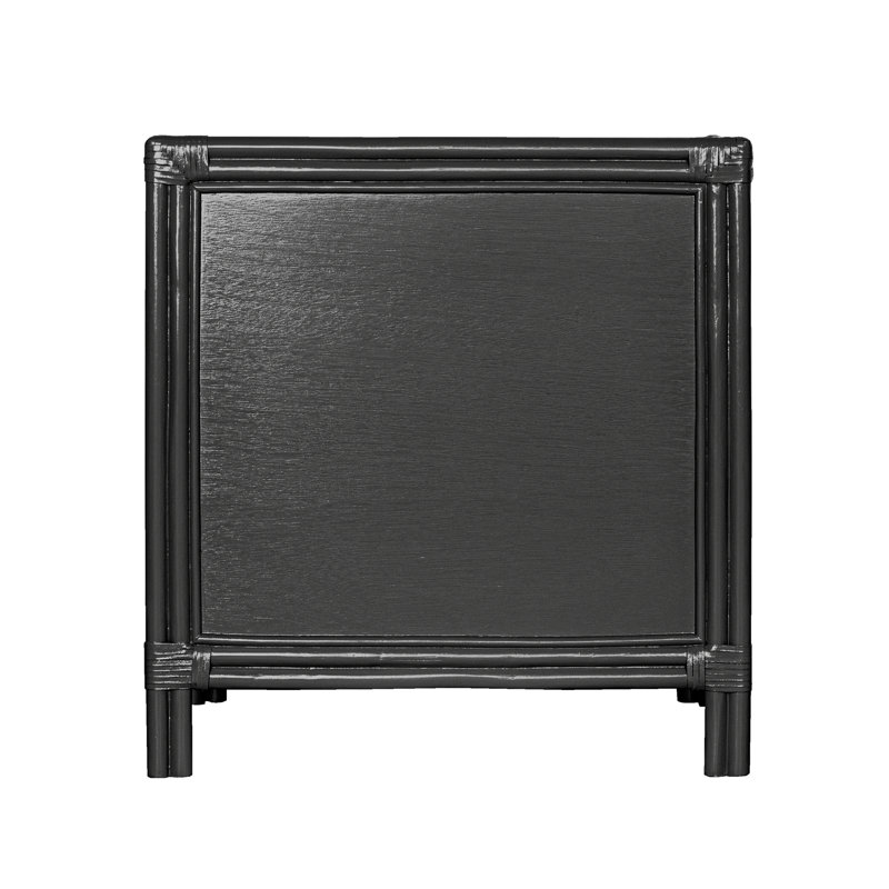 Clara Collection 1 - Drawer Rattan Nightstand, Black