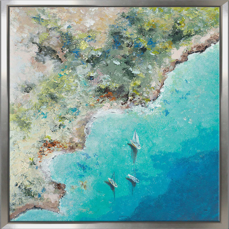«Playa Escondida From Above (Square)» par Patricia Pinto, reproduction, Cadre flottant argent, H 31,5 po x l 31,5 po x P 2 po