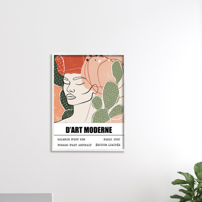 Abstraction parisienne moderne visage de femme vert cactus