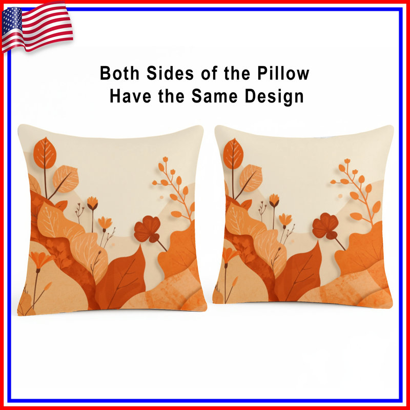 Autumn Foliage Illustration Double Sided Throw Pillows, 20 x 20 inches