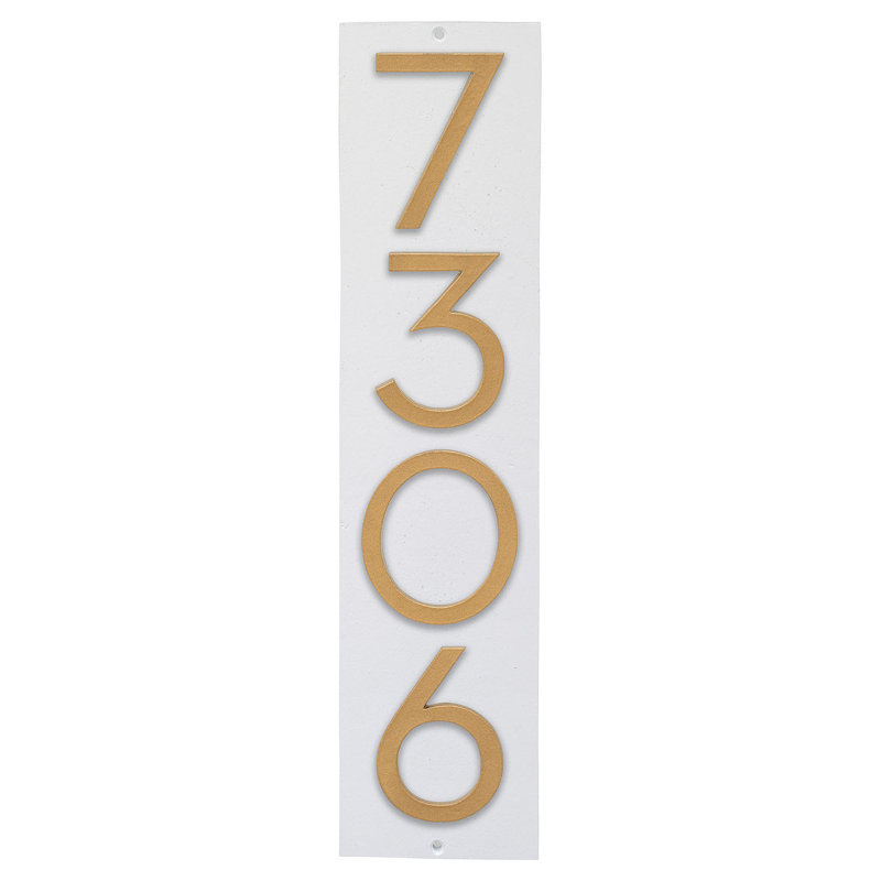 Plaque murale rectangulaire verticale flottante 6 po, Blanc / doré, Oui