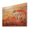 Loup au coucher du soleil dans le désert - Art mural moderne en bois sur bois de pin naturel