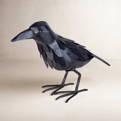 Halloween Crow Metal Garden Statue