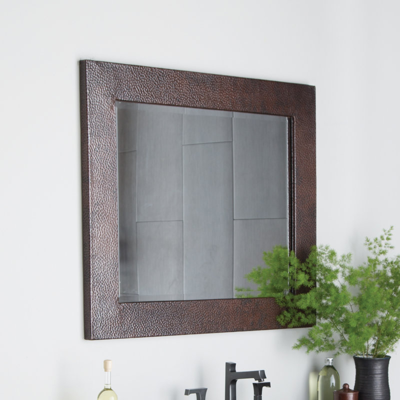 Sedona Rustic Beveled Bathroom Mirror, 36" H x 30" W