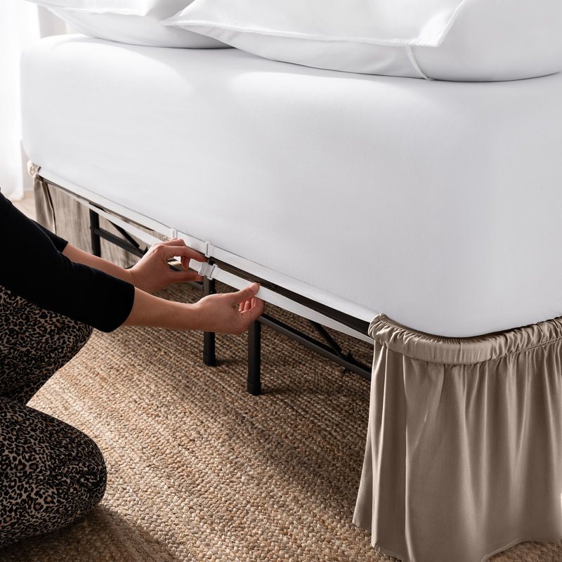 Jupe de lit ajustable 15 ", Taupe, Simple TG