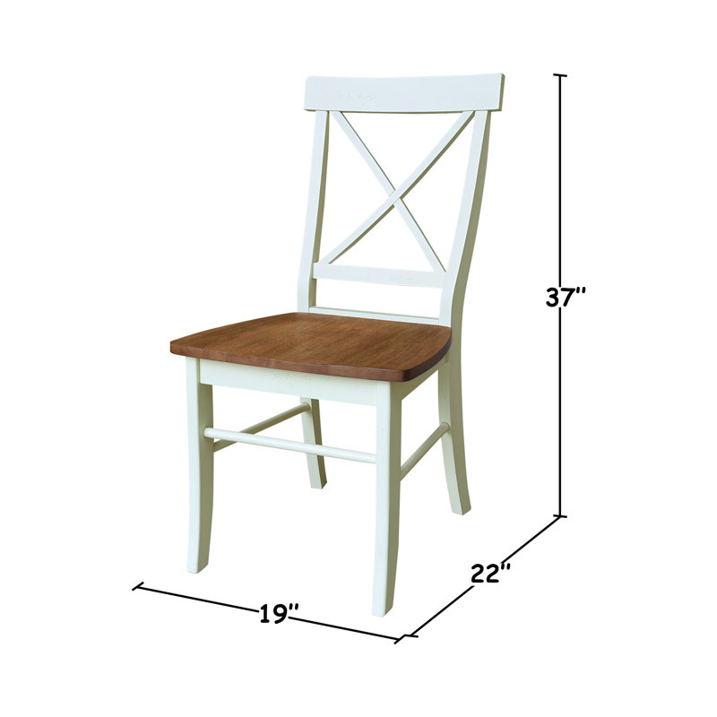 Dugazon Duante Solid Wood Cross Back Side Chair, Hickory/Shell