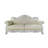 Faux Leather And Wood Sofa With Tufted Backrest In Bone White