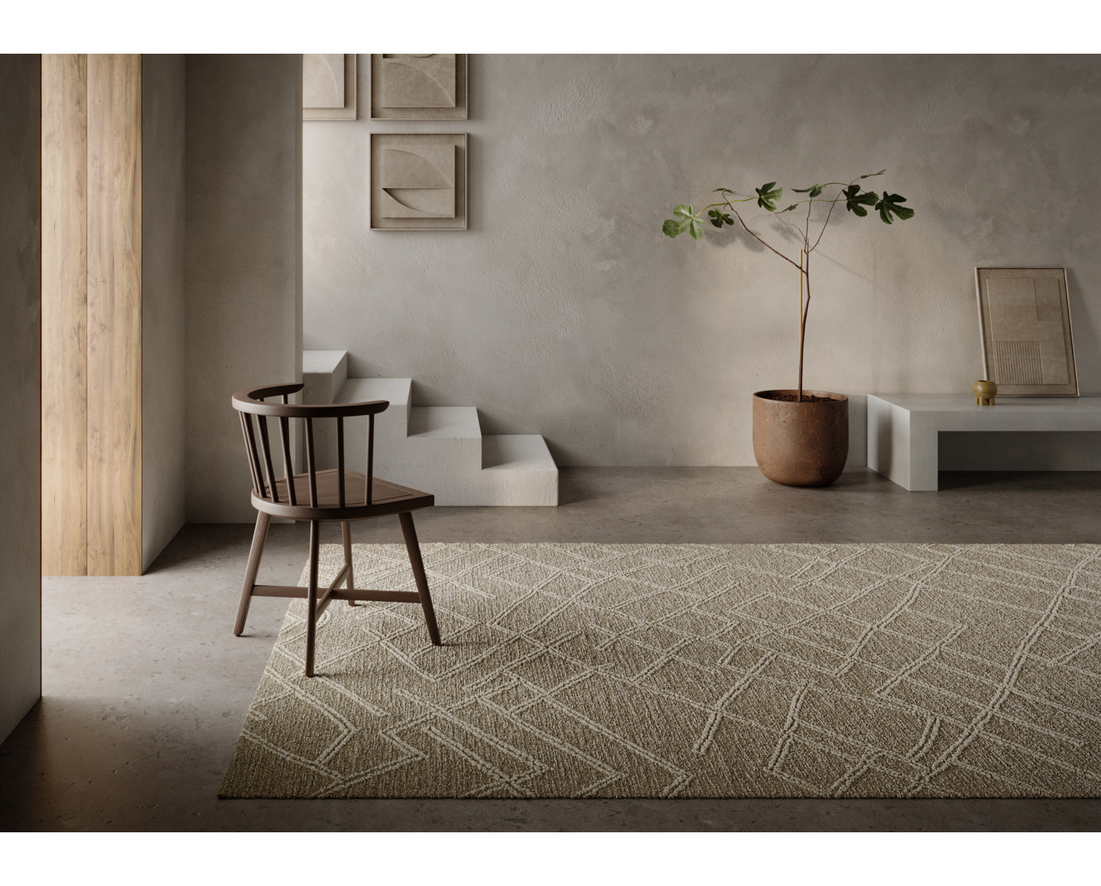 Beige Hand-Tufted Abstract Wool Rug, Rectangle 9' x 12'