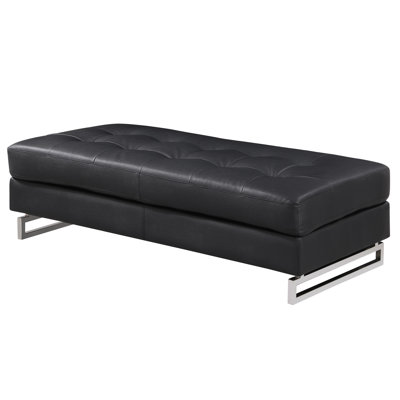 Cuir noir surdimensionné avec assise en bois massif et pieds