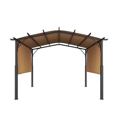 Pergola d'extérieur 10 x 10 pi, pergola en métal à toit arqué, pergola rétractable avec auvent pare-soleil, grand pavillon pour abri de patio, pergola de jardin robuste pour terrasse de patio