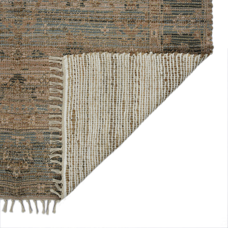 Tapis oriental tissé à plat à la main bleu / vert Botoul, Rectangle 2 pi x 3 pi