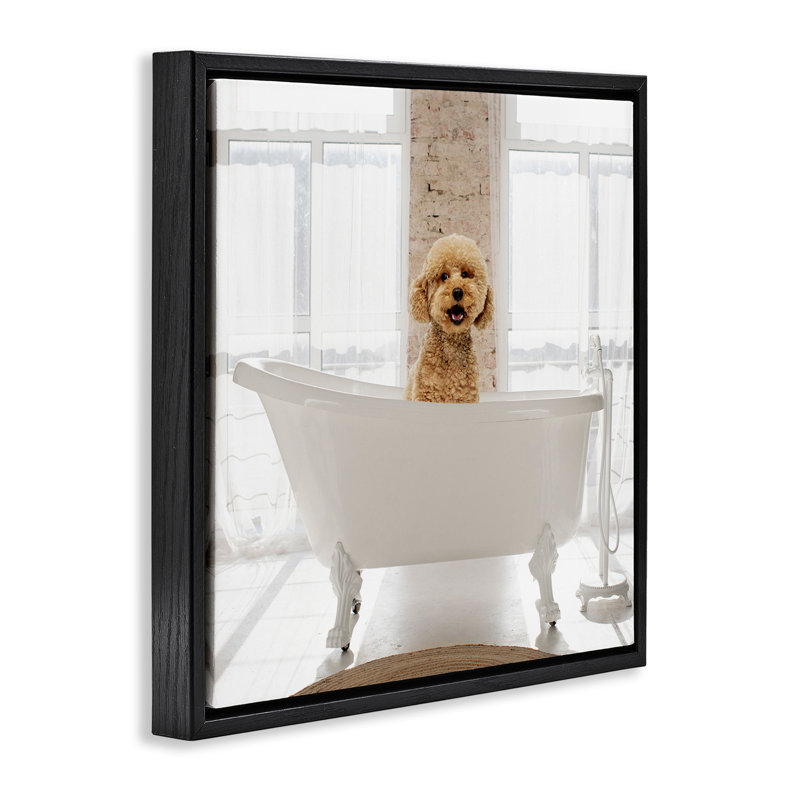 Cadre flottant Happy Puppy, par CAD Designs, Cadre flottant noir de jais, H 18 po x l 18 po