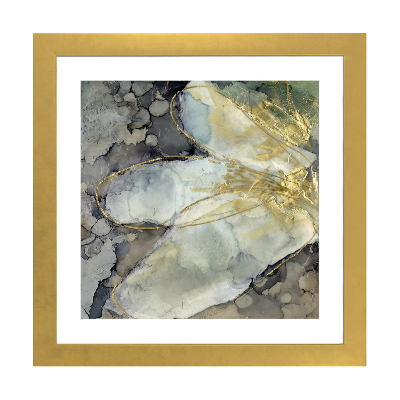 Lis abstrait I par Jennifer Goldberger-impression, Papier encadré doré, H 24 po x l 24 po x p 1 po, Blanc