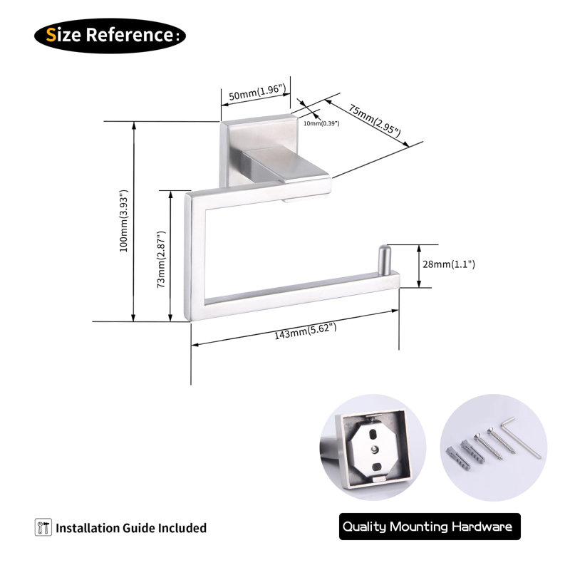 Porte-papier hygiénique en acier inoxydable - fixation murale antirouille SUS 304, Argent