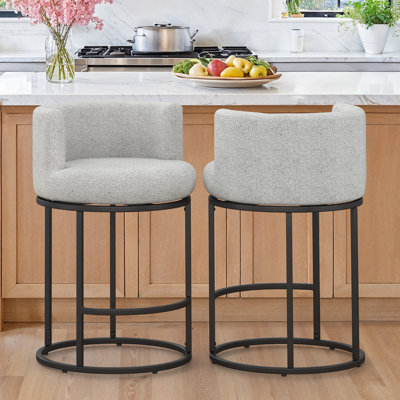 Tabouret de comptoir pivotant de 26 po avec structure cylindrique en métal et siège rond
