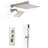Rugen 12" & 6" Dual Shower Head Faucet Set with Handheld Combo, 3-Function Shower System with Rainfall Showerhead, Thermostatic Valve Included, Bathroom Shower Fixture-120193538