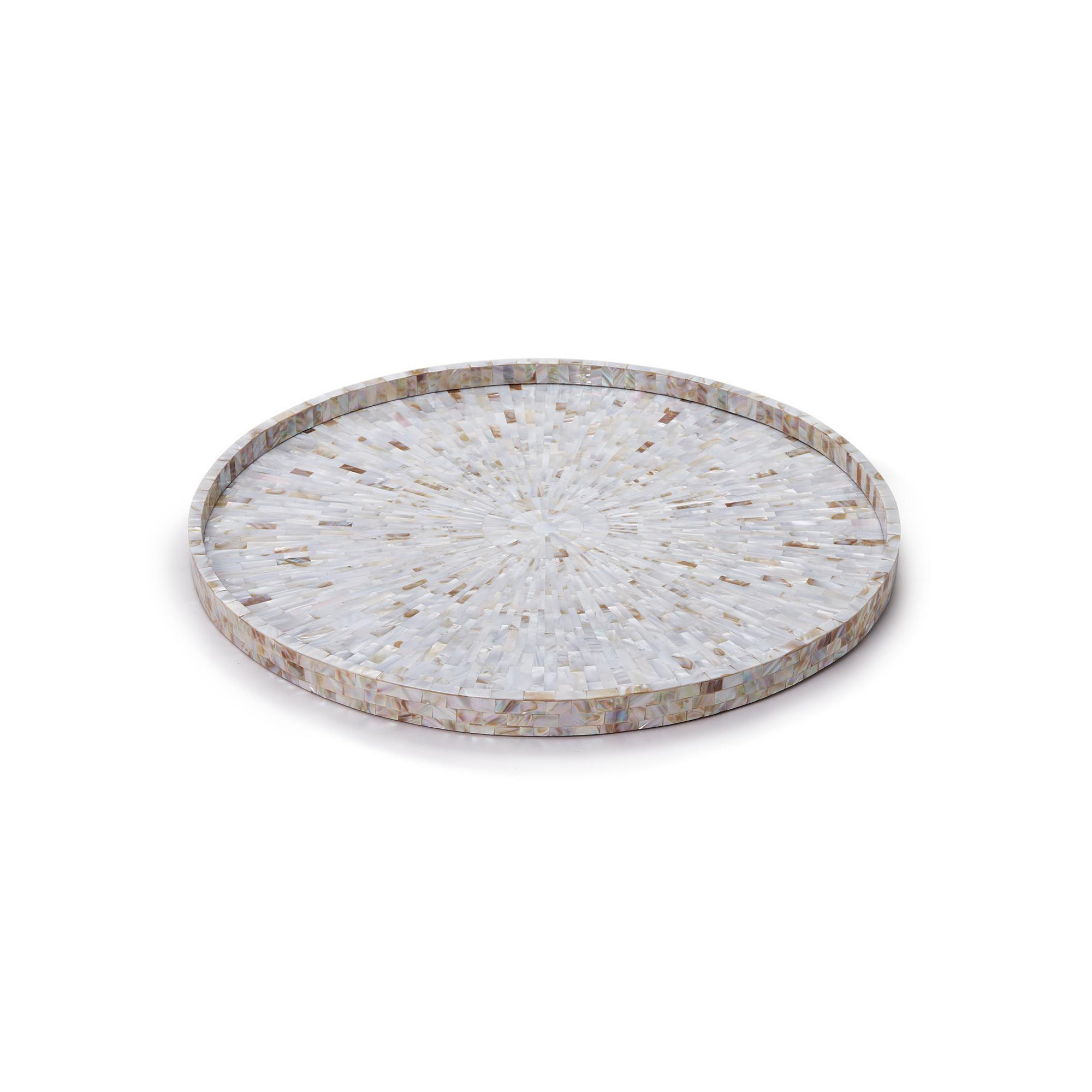 Jaipur Palace MOP Tray, Gray, Manufactured Wood/Resin/Shell/Capiz, Geometric