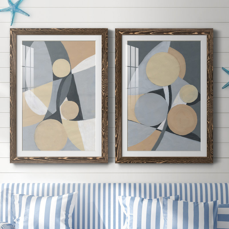 Millenium I - ensemble de 2 reproductions d'art, Blanc, Papier, cadre noyer, H 44 po x l 31 po x P 1 po