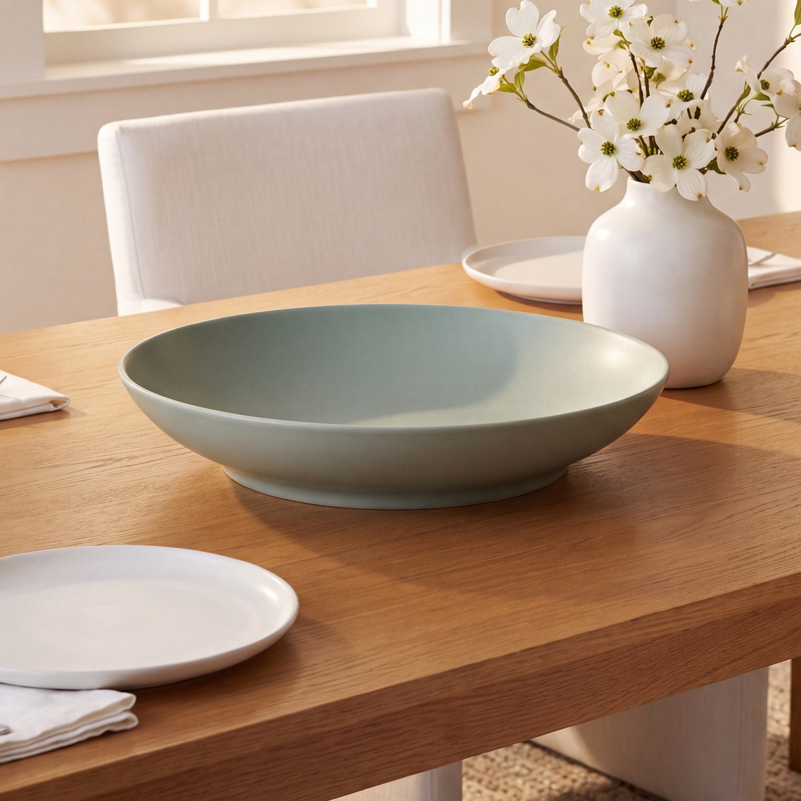 Ceramic Low Serving Bowl, Midnight