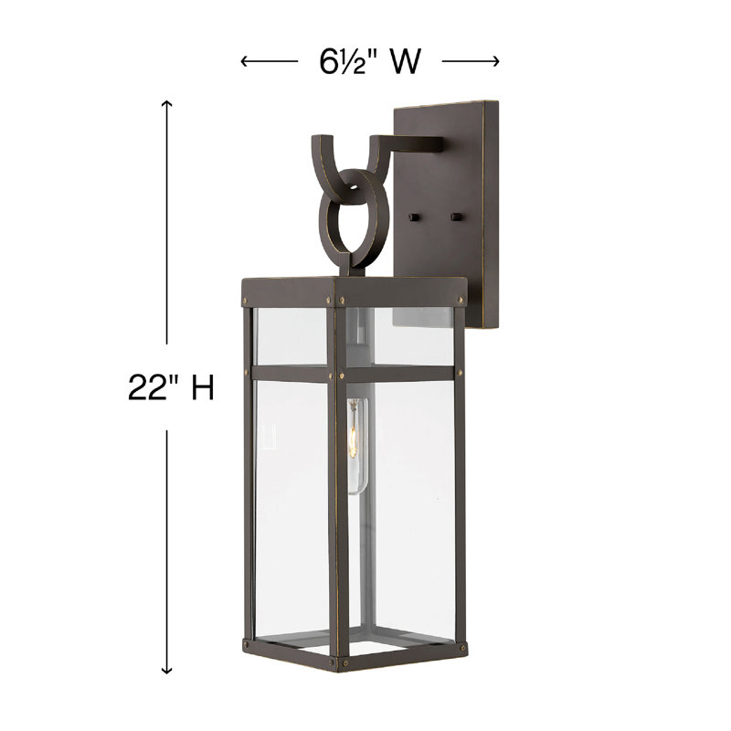 Porter Outdoor Wall Lantern, Oil Rubbed Bronze, 22" H x 6.5" W x 8.25" D