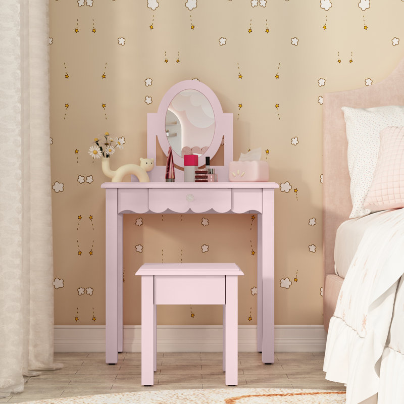 HLR Kids Vanity Makeup and Study Table, Pink
