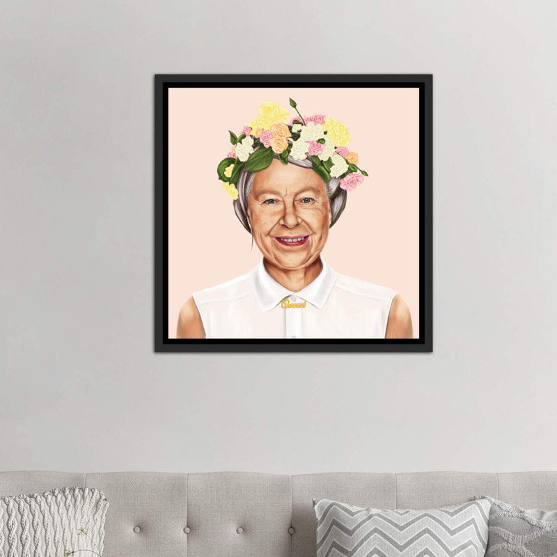 « reine elizabeth » par amit shimoni-impression, Toile avec cadre noir, H 18 po x l 18 po x P 1,5 po