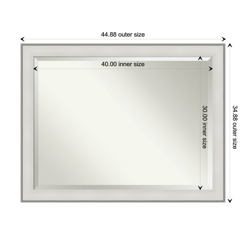 Miroir de salle de bain biseauté Sheraton, Blanc mat, 34,88 po x 44,88 po