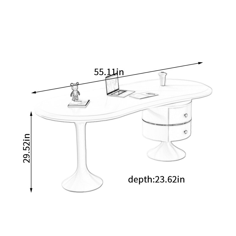 Bureau d'écriture et bureau d'ordinateur rose à deux tiroirs, H 29,52 po x l 55,11 po x P 23,62 po