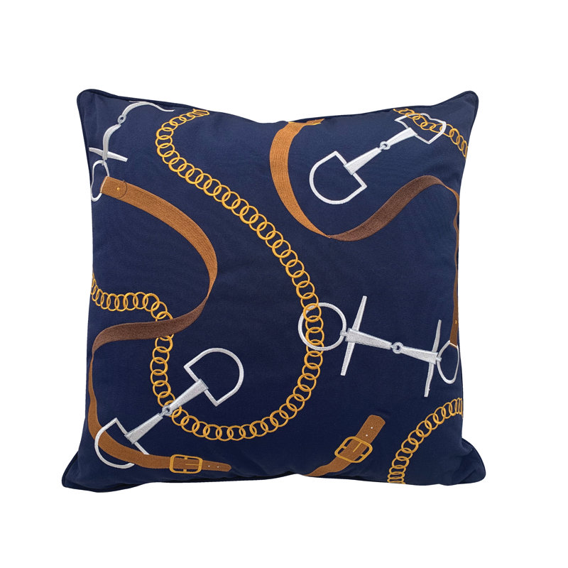 Embroidered Outdoor Throw Pillow