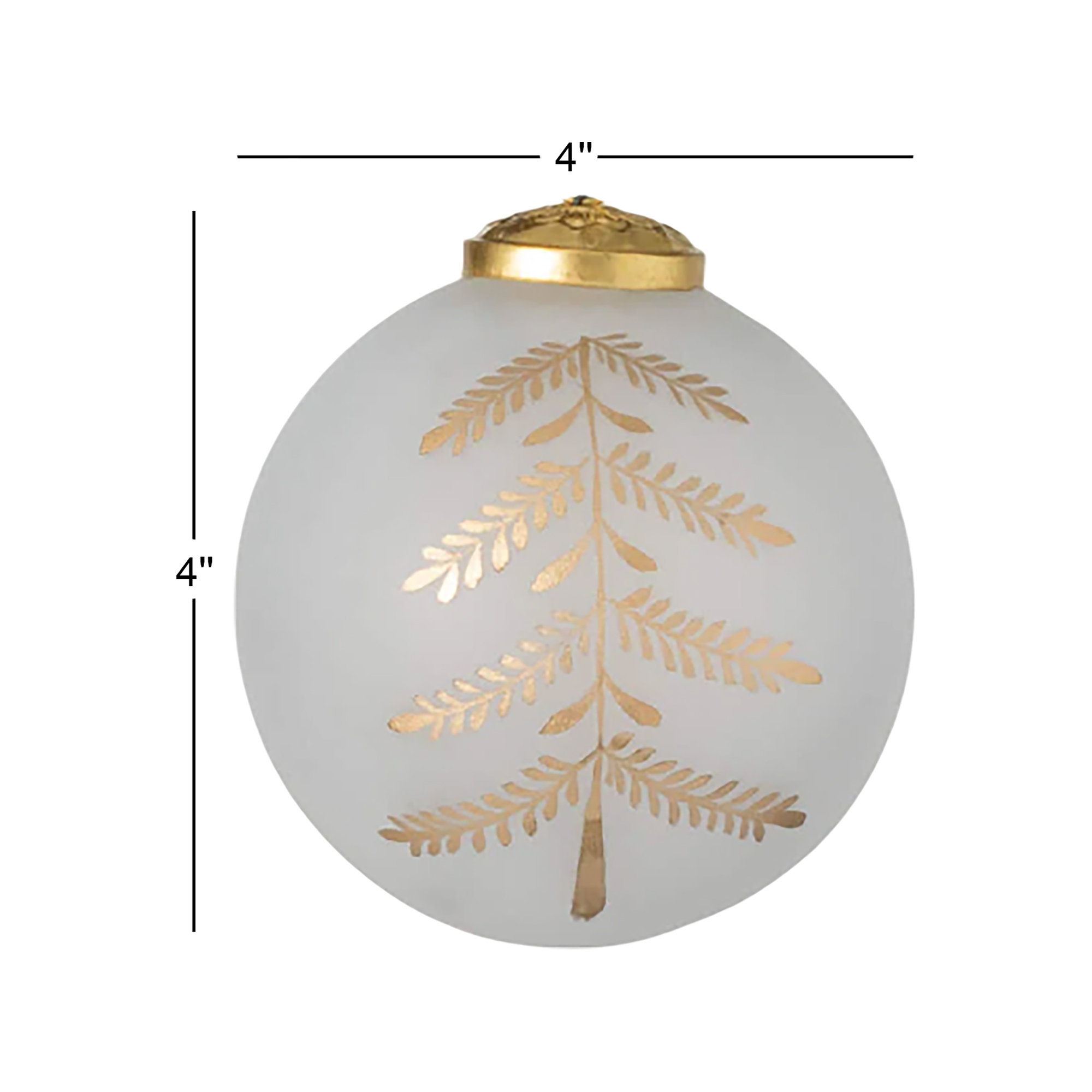 4" Christmas Frosted Kugel Ball Ornaments Set of 3, White-Gold