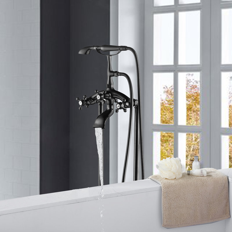 Robinet de baignoire à fixation au sol, Noir mat