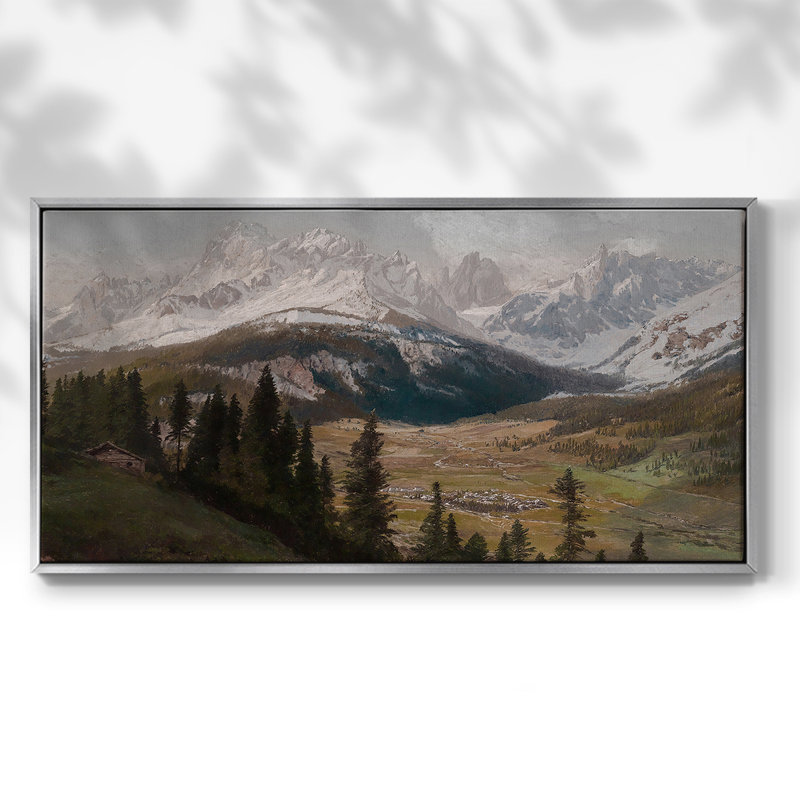 Série paysage - MLXIV - Toile tendue avec châssis encadré - Prêt à être accroché, H 25 po x l 49 po, Argent argent
