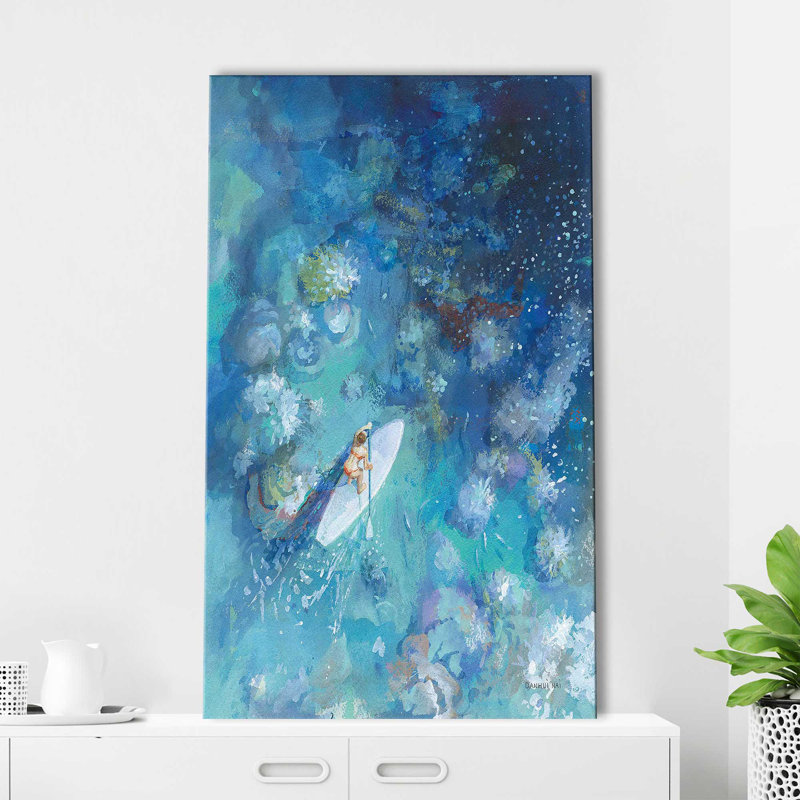 Paddle Board Exploration I par Danhui Nai - Peinture, Toile tendue, H 48 po x l 28 po x P 1,5 po