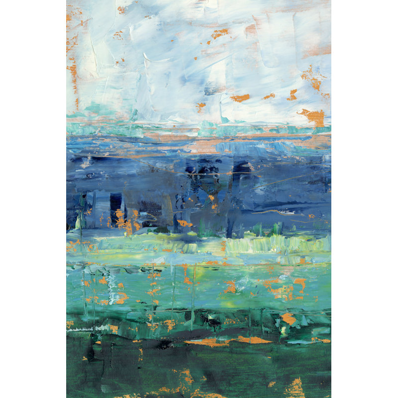 Earth And Sea II - Painting, 76cm H x 51cm W, Black Floater Framed
