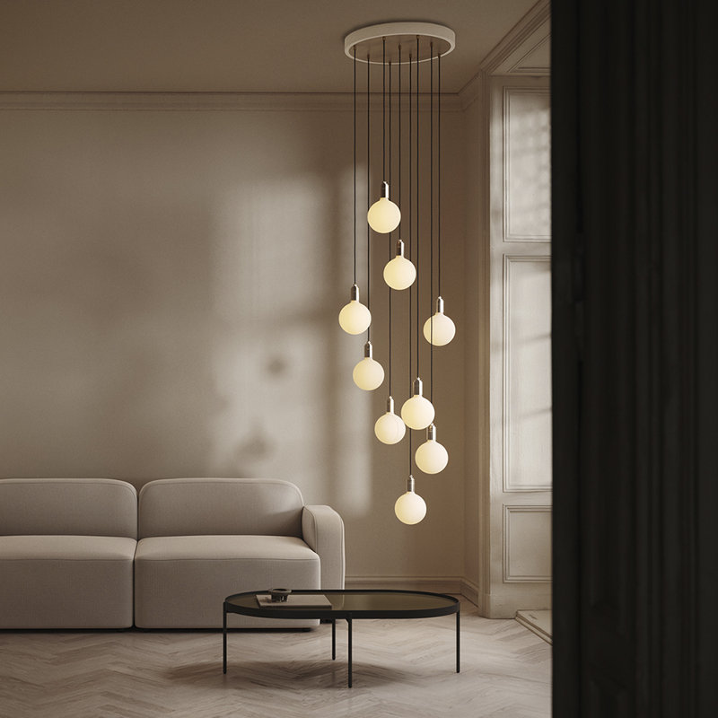 Brass 9-Light Globe LED Indoor/Outdoor Chandelier