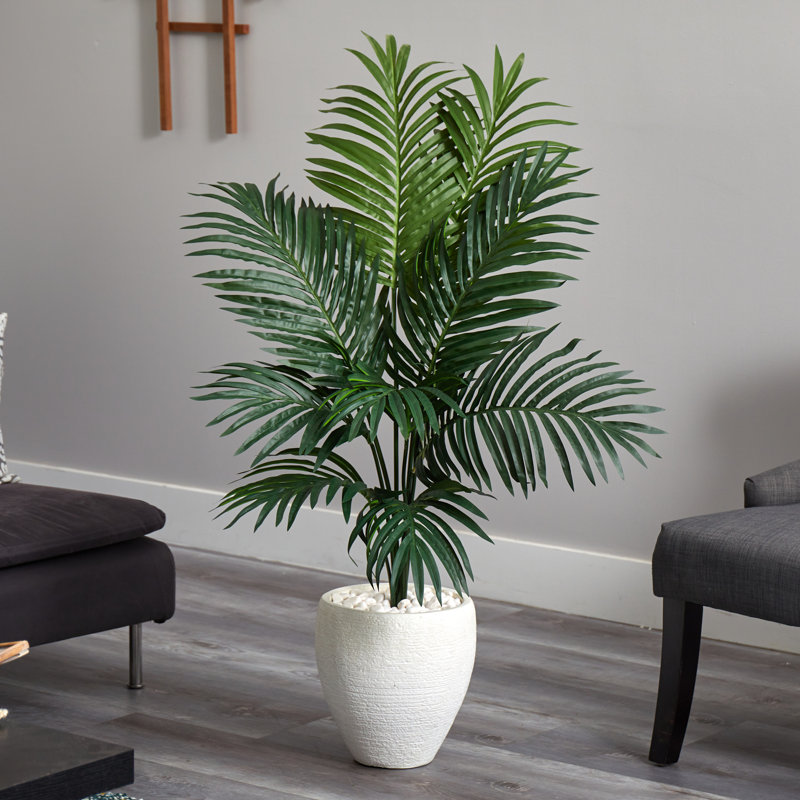 54'' Faux Palm Tree in Stone Planter