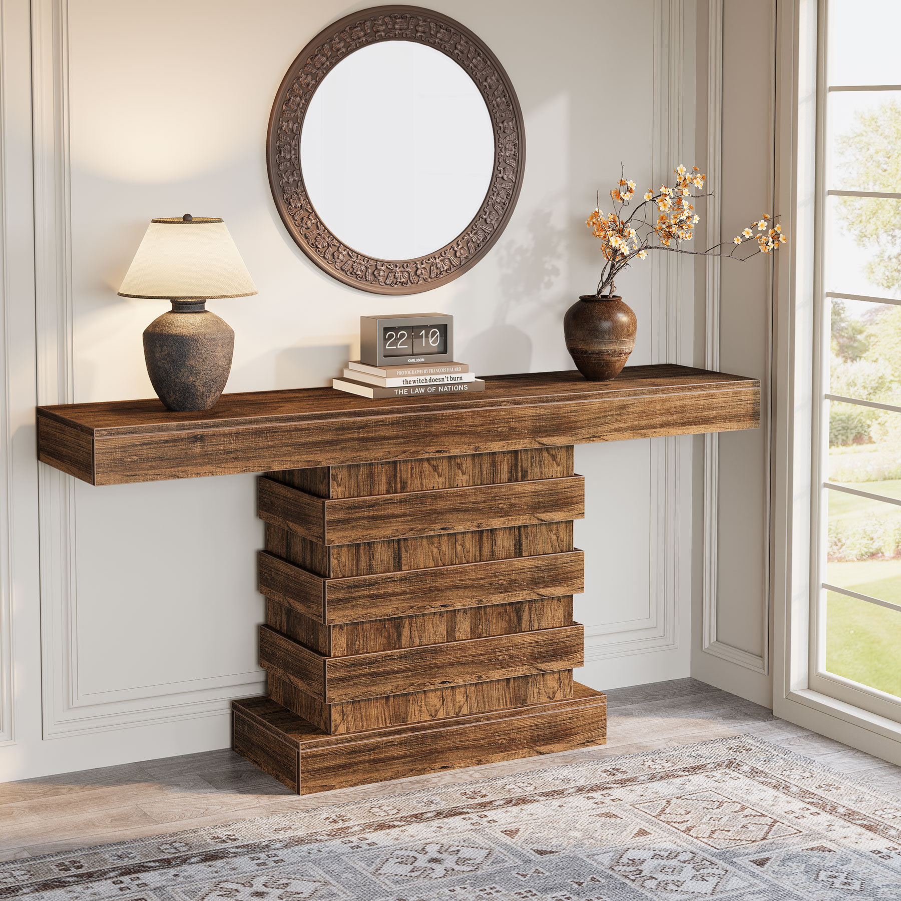 Millwood Pines Unique Farmhouse Narrow 63-Inch Long Console Entryway ...