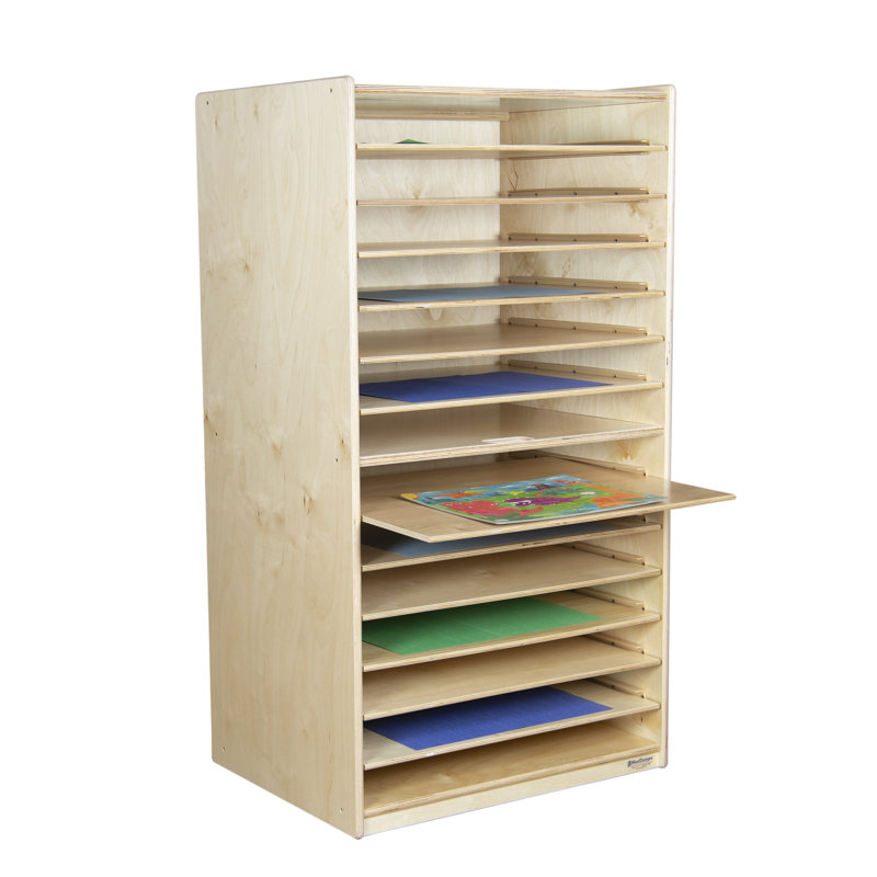 Natural Wood 48" Tall Puzzle and Paper Storage Center