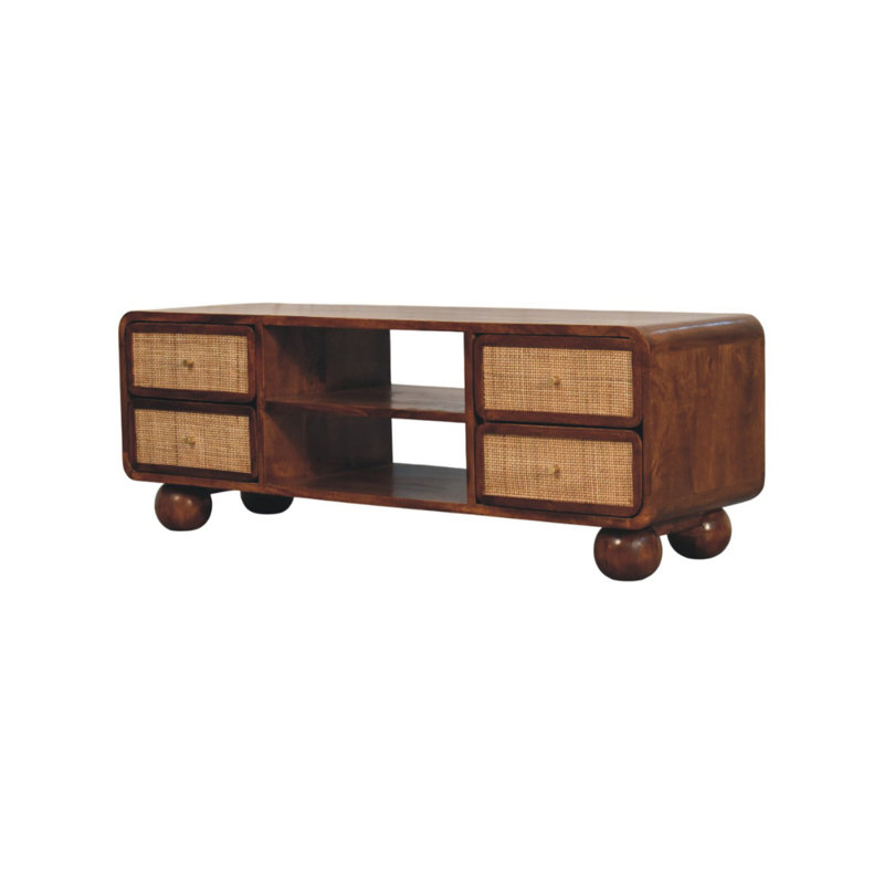 Solid Wood Larissa 4-Drawer Chestnut Media Unit