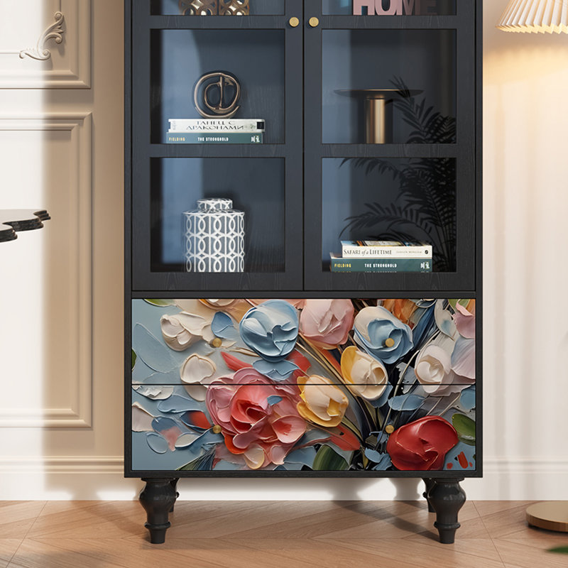 Vitrine en bois massif Floral