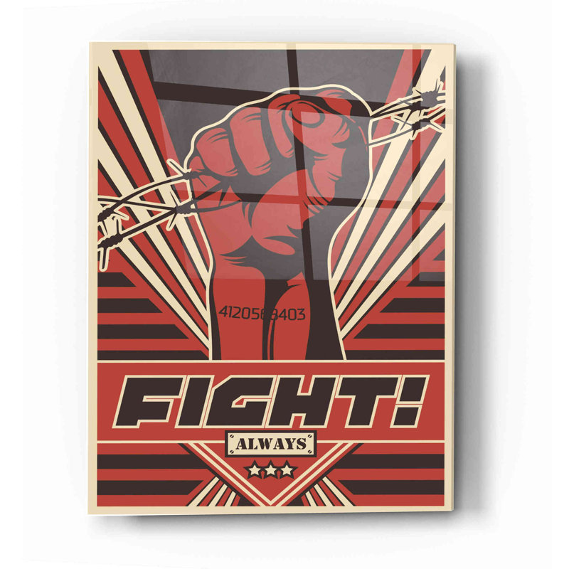 'Fight' Acrylic Glass Wall Art, 12"x16", 16" H x 12" W x 0.12" D