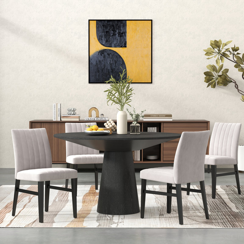 Ensemble de salle à manger à piédestal avec 4 chaises d'appoint Butler, Tanné