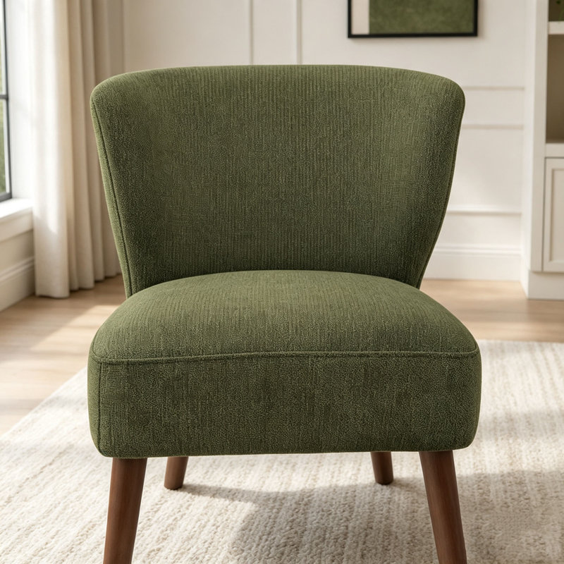 Chaise d'appoint H 33 po avec pieds en bois massif, Vert